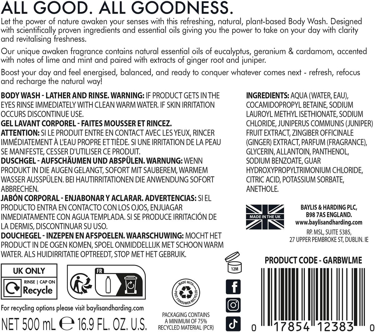 Baylis And Harding Goodness Lime Mint And Eucalyptus Natural Body Wash 500ml